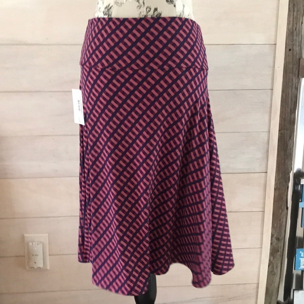 NWT Lularoe Purple Navy Stretch Skirt L